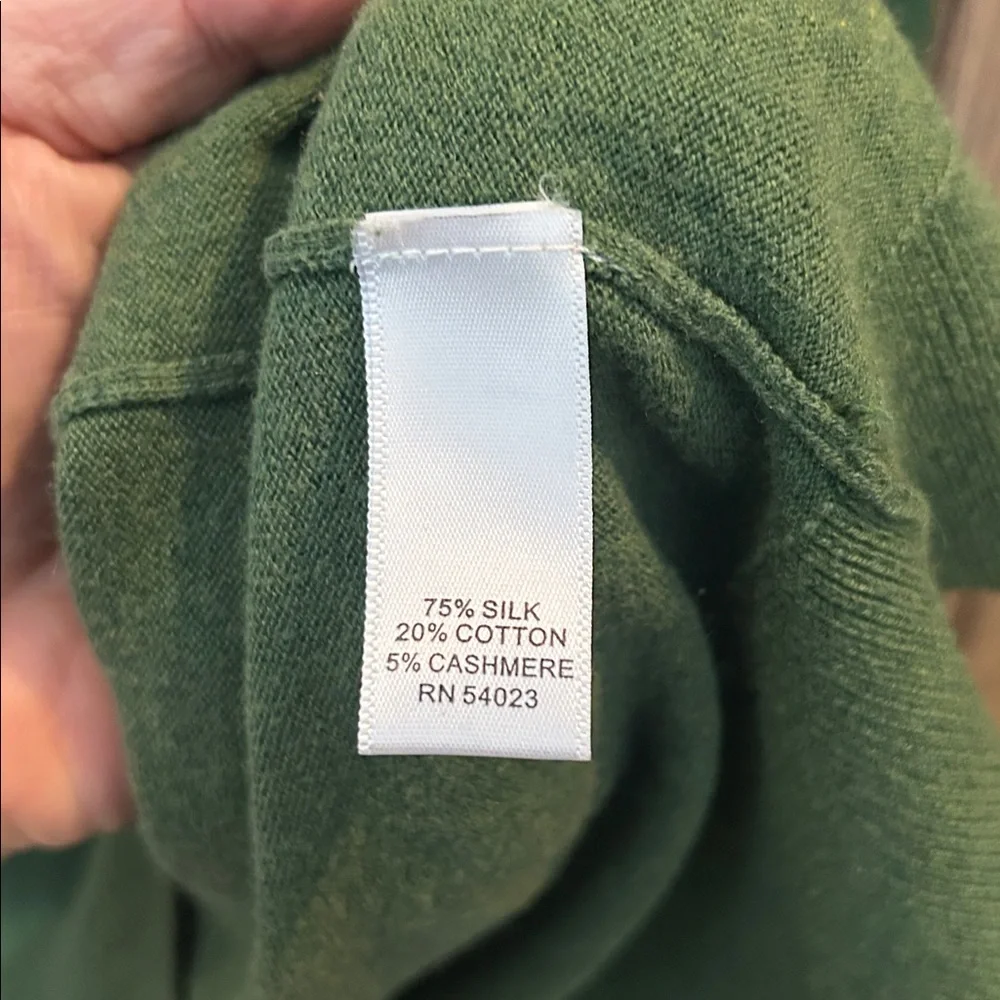 Banana Republic Luxury Blend‎ Silk Cashmere Sweater V-Neck Green Men’s XL